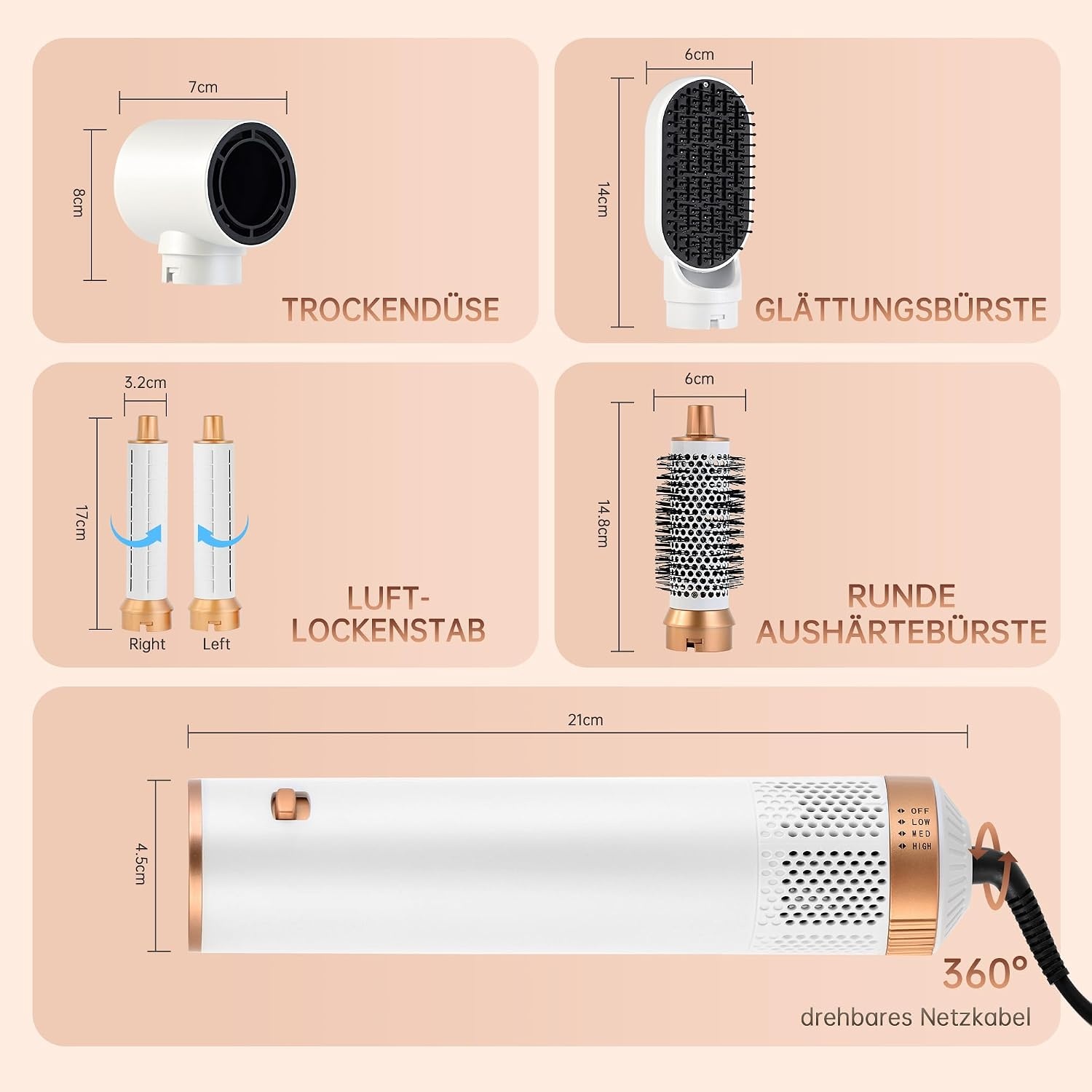 5-in-1 Warmluftbürste 1000W - 32% Rabatt auf ausgepacktes Einzelstück