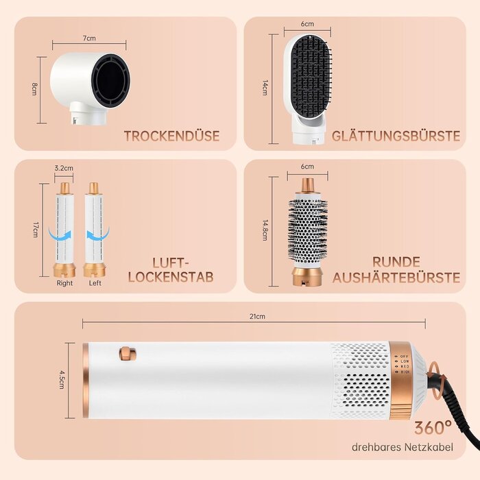 5-in-1 Warmluftbürste 1000W - 32% Rabatt auf ausgepacktes Einzelstück