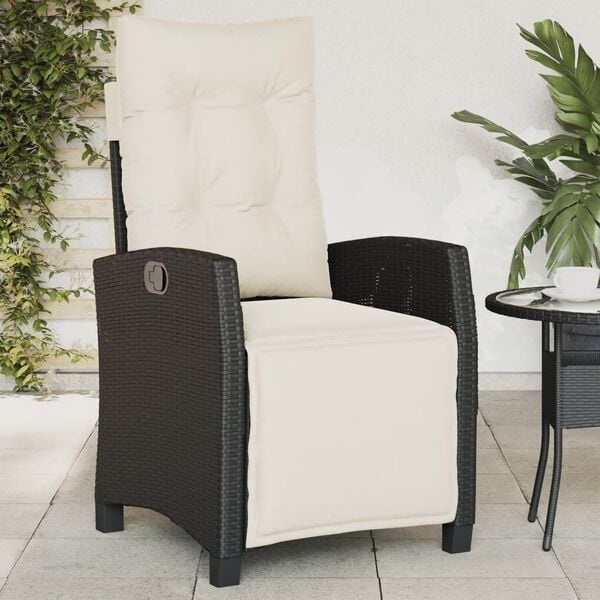 Verstellbarer Gartenstuhl Poly-Rattan Schwarz - 34% Rabatt