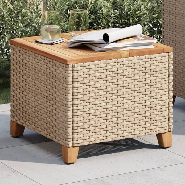 Gartentisch aus Polyrattan & Akazie 45x45 cm - 33% Rabatt
