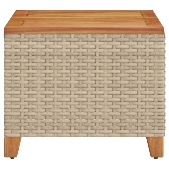 Gartentisch aus Polyrattan & Akazie 45x45 cm - 33% Rabatt