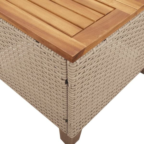 Gartentisch aus Polyrattan & Akazie 45x45 cm - 33% Rabatt