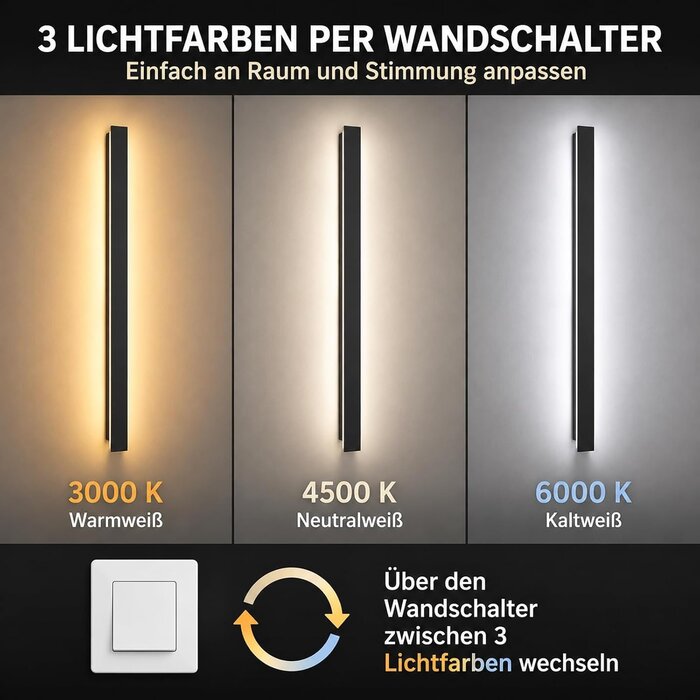 Moderne 120cm LED-Wandleuchte Schwarz 40W - 33% Rabatt