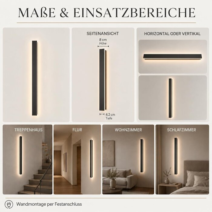 Moderne 120cm LED-Wandleuchte Schwarz 40W - 33% Rabatt