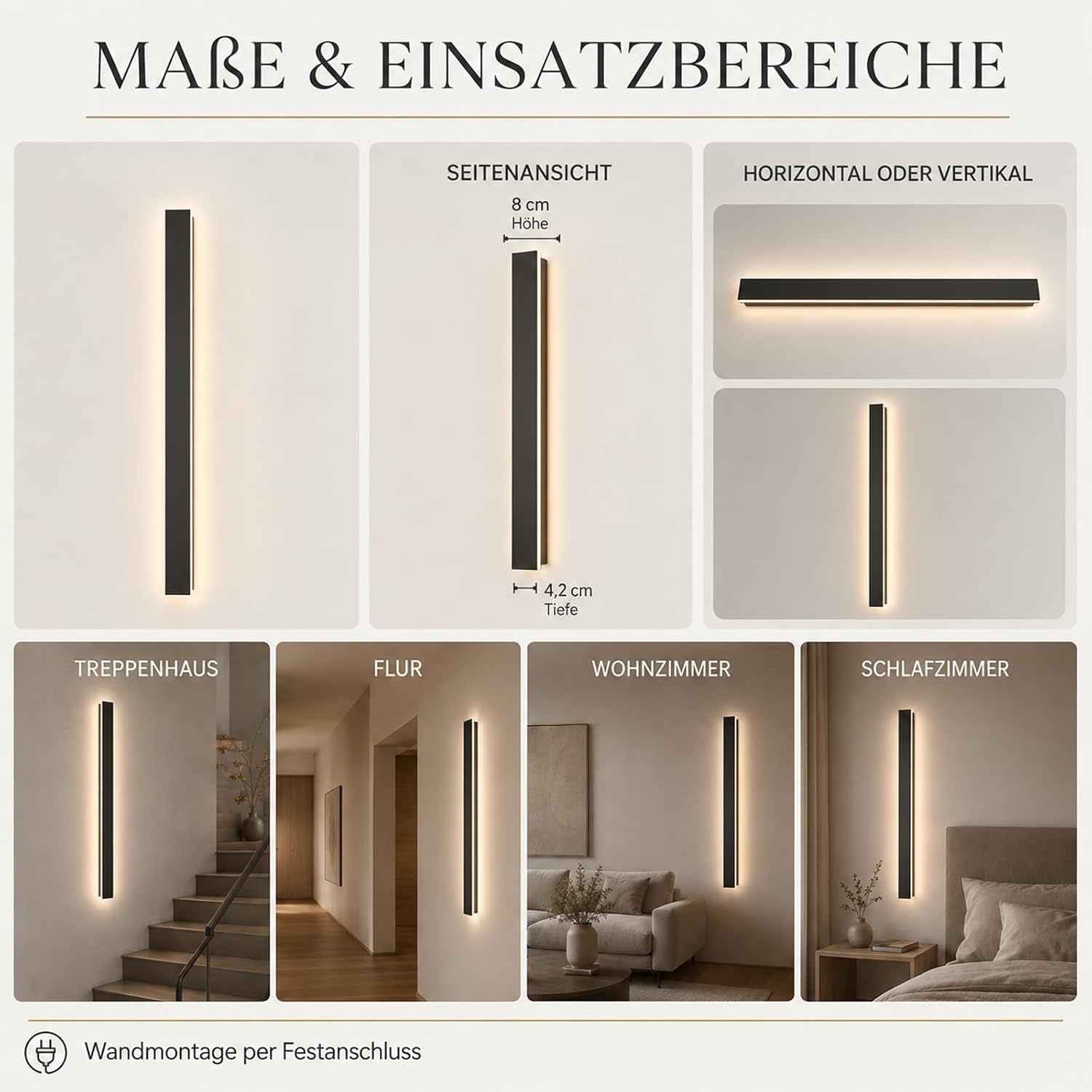 Moderne 120cm LED-Wandleuchte Schwarz 40W - 33% Rabatt