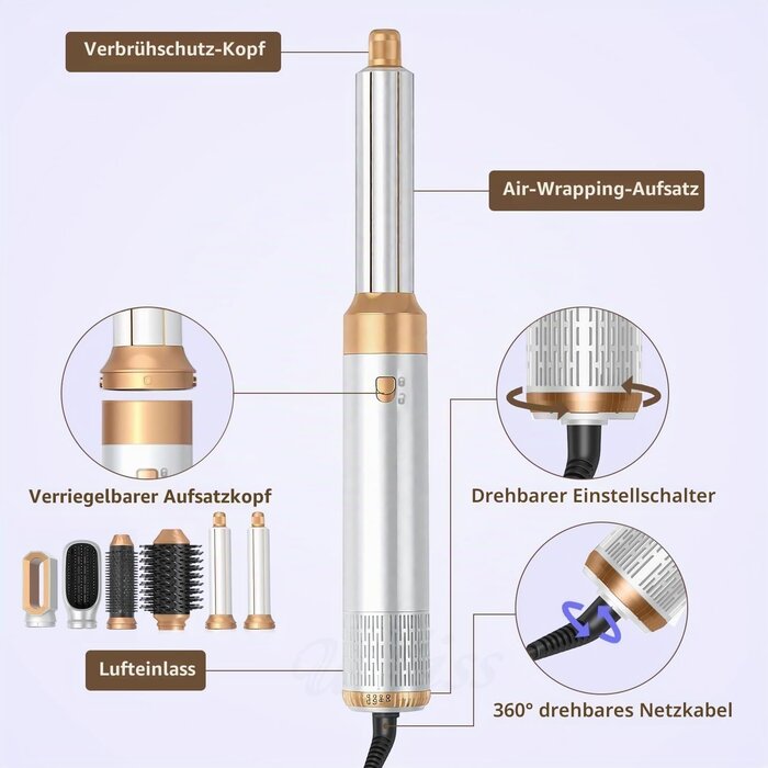 6-in-1 Warmluftbürste Haarstyling-Set - 1000W - 33% Rabatt