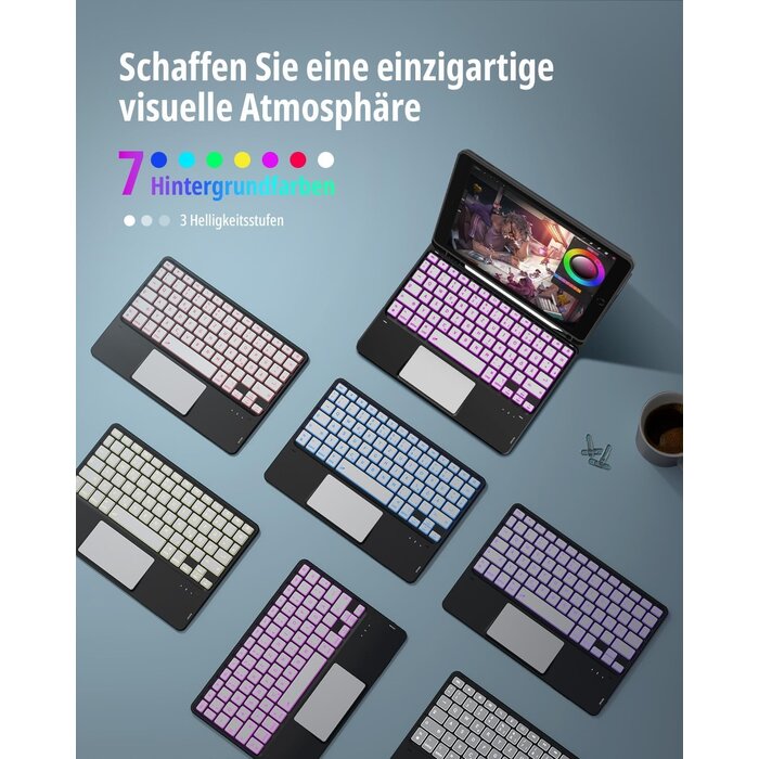 Tastaturhülle für iPad 10.2 Zoll mit Touchpad & 30% Rabatt, QWERTZ, Schwarz
