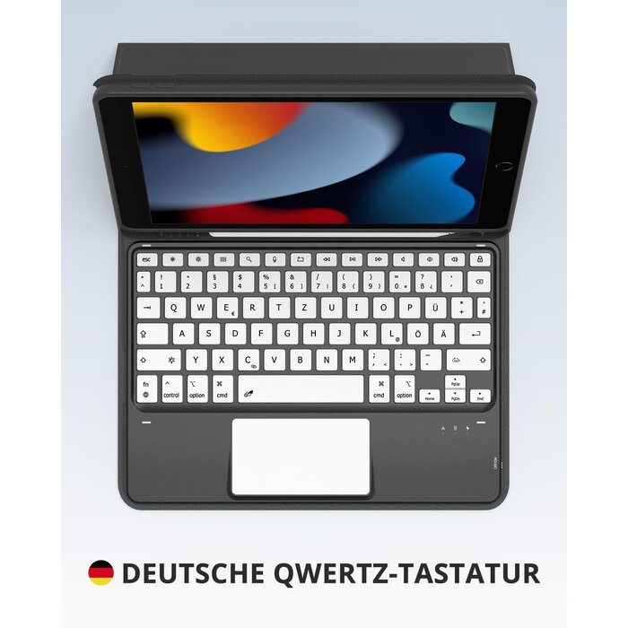 Tastaturhülle für iPad 10.2 Zoll mit Touchpad & 30% Rabatt, QWERTZ, Schwarz