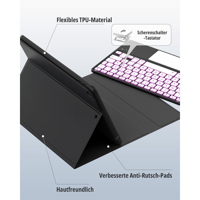 Tastaturhülle für iPad 10.2 Zoll mit Touchpad & 30% Rabatt, QWERTZ, Schwarz