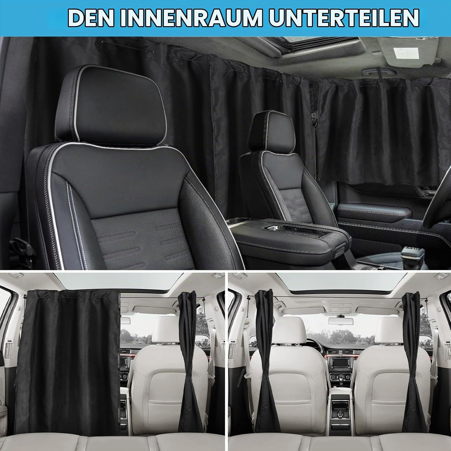 3-tlg. Autogardinen-Set Wildleder Schwarz - 31% Rabatt