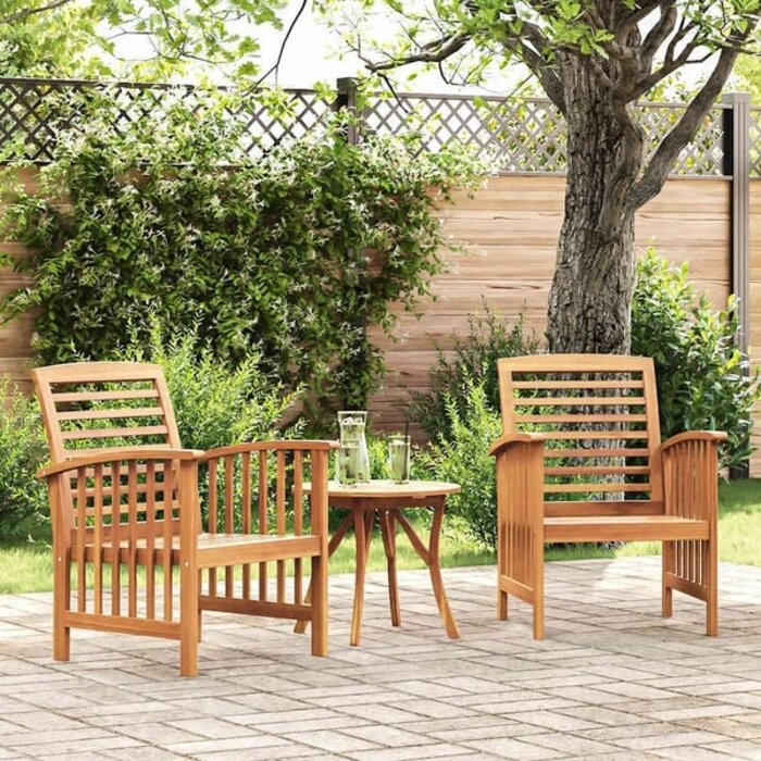 2er-Set Gartenstühle aus massivem Akazienholz - 35% Rabatt