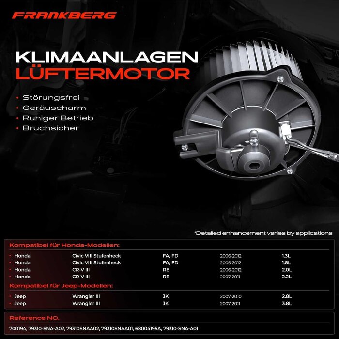 Innenraumgebläse 12V 132W für Honda & Jeep - 32% Rabatt