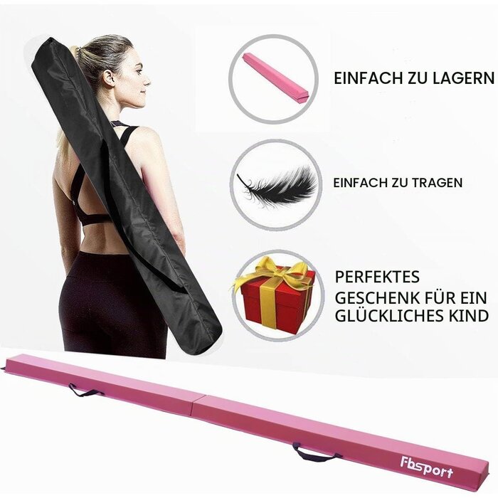 Klappbarer Schwebebalken 300 cm, Rosa - 34% Rabatt auf Retourenware