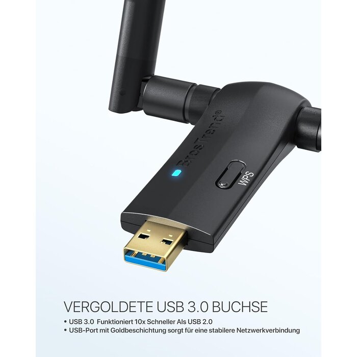 USB-WLAN-Adapter AC1200 mit 5 dBi Antennen - 27% Rabatt
