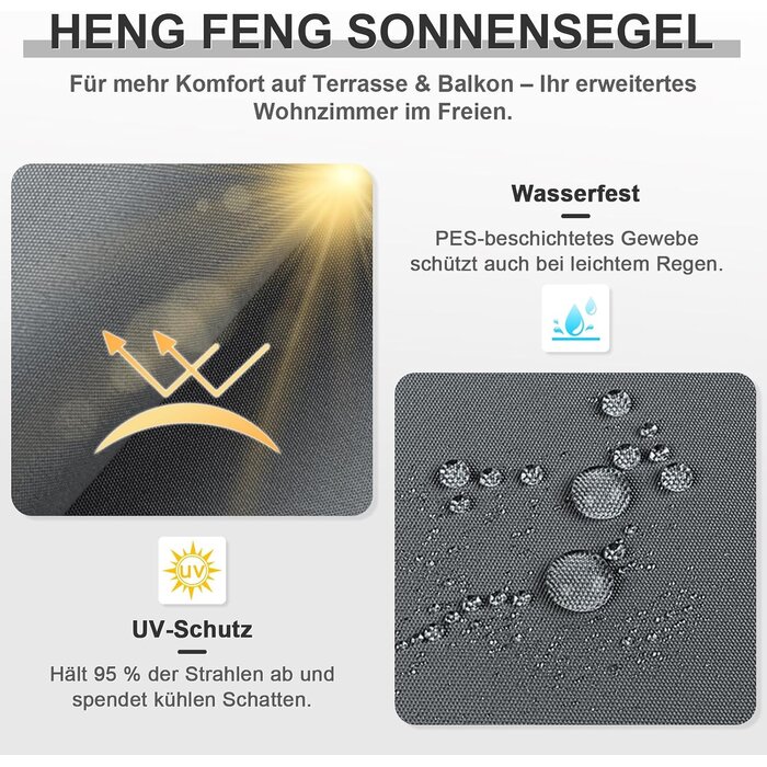 Sonnensegel Rechteckig 4x5m Anthrazit - 34% Rabatt auf Retourenware