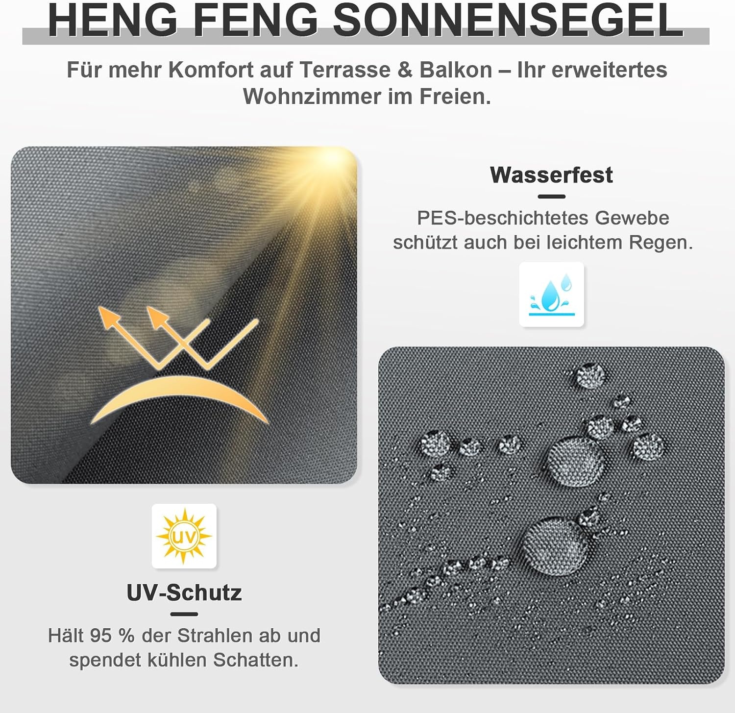 Sonnensegel Rechteckig 4x5m Anthrazit - 34% Rabatt auf Retourenware
