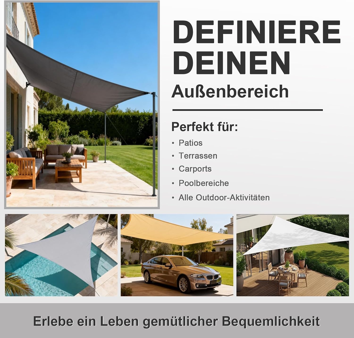 Sonnensegel Rechteckig 4x5m Anthrazit - 34% Rabatt auf Retourenware