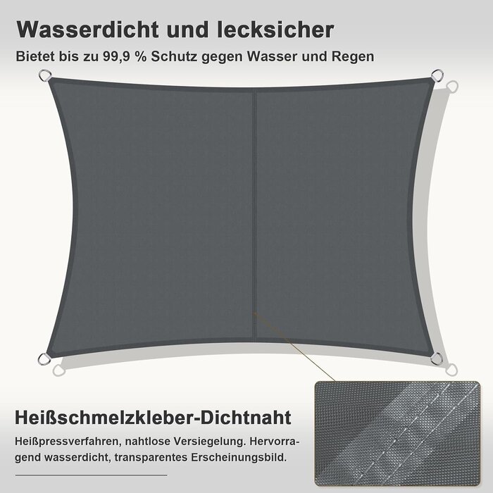 Sonnensegel Rechteckig 4x5m Anthrazit - 34% Rabatt auf Retourenware