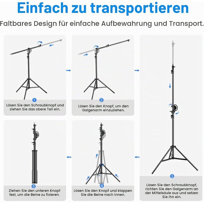 Profi-Lampenstativ 400 cm, luftgefedert - 34% Rabatt auf Retourenware