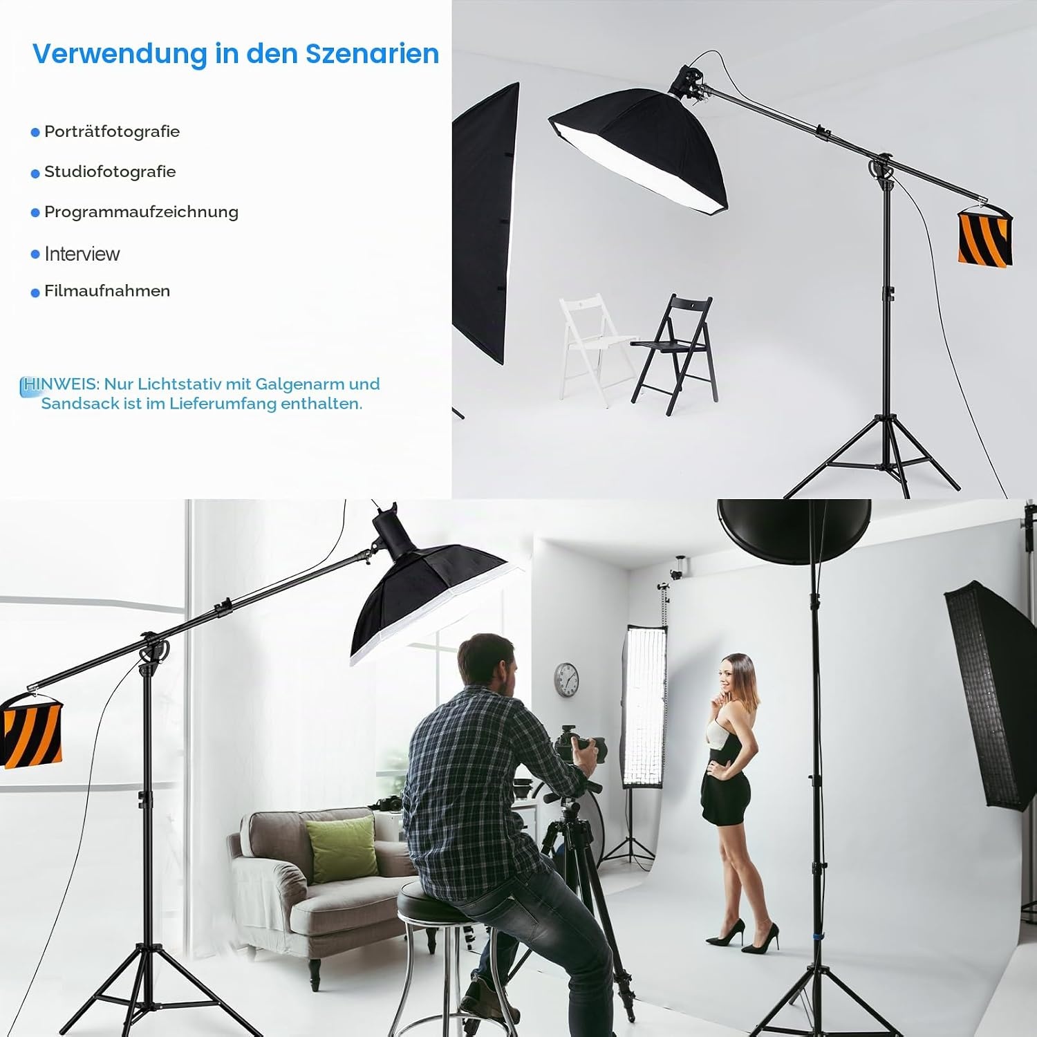 Profi-Lampenstativ 400 cm, luftgefedert - 34% Rabatt auf Retourenware