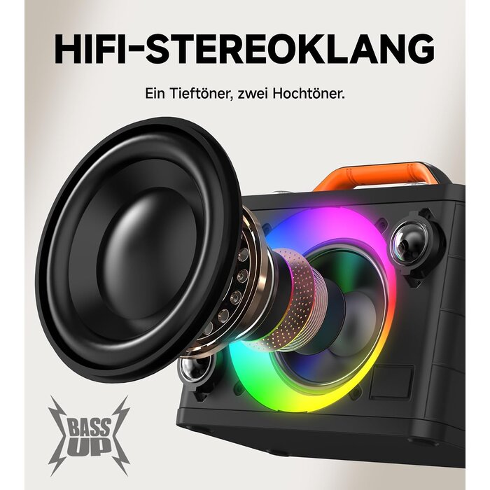Karaoke-Maschine mit 2 Funk-Mikrofonen & RGB-Licht - 30% Rabatt
