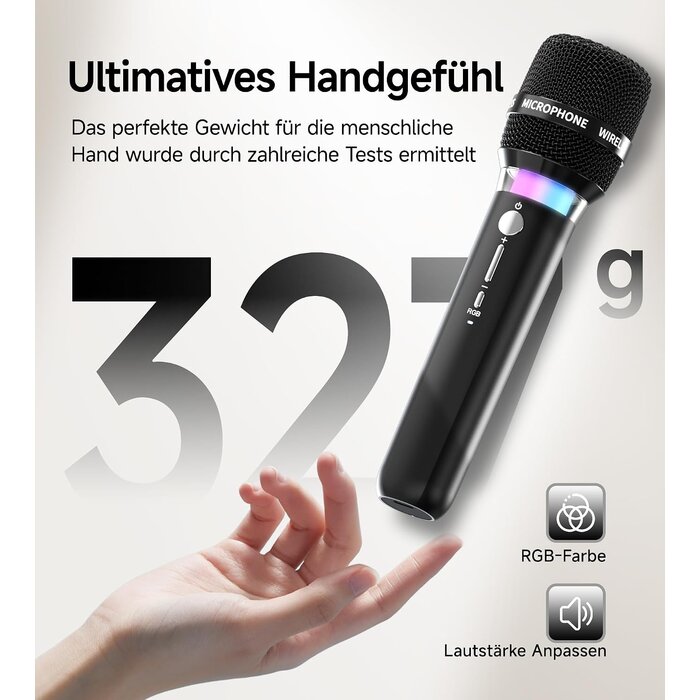 Karaoke-Maschine mit 2 Funk-Mikrofonen & RGB-Licht - 30% Rabatt