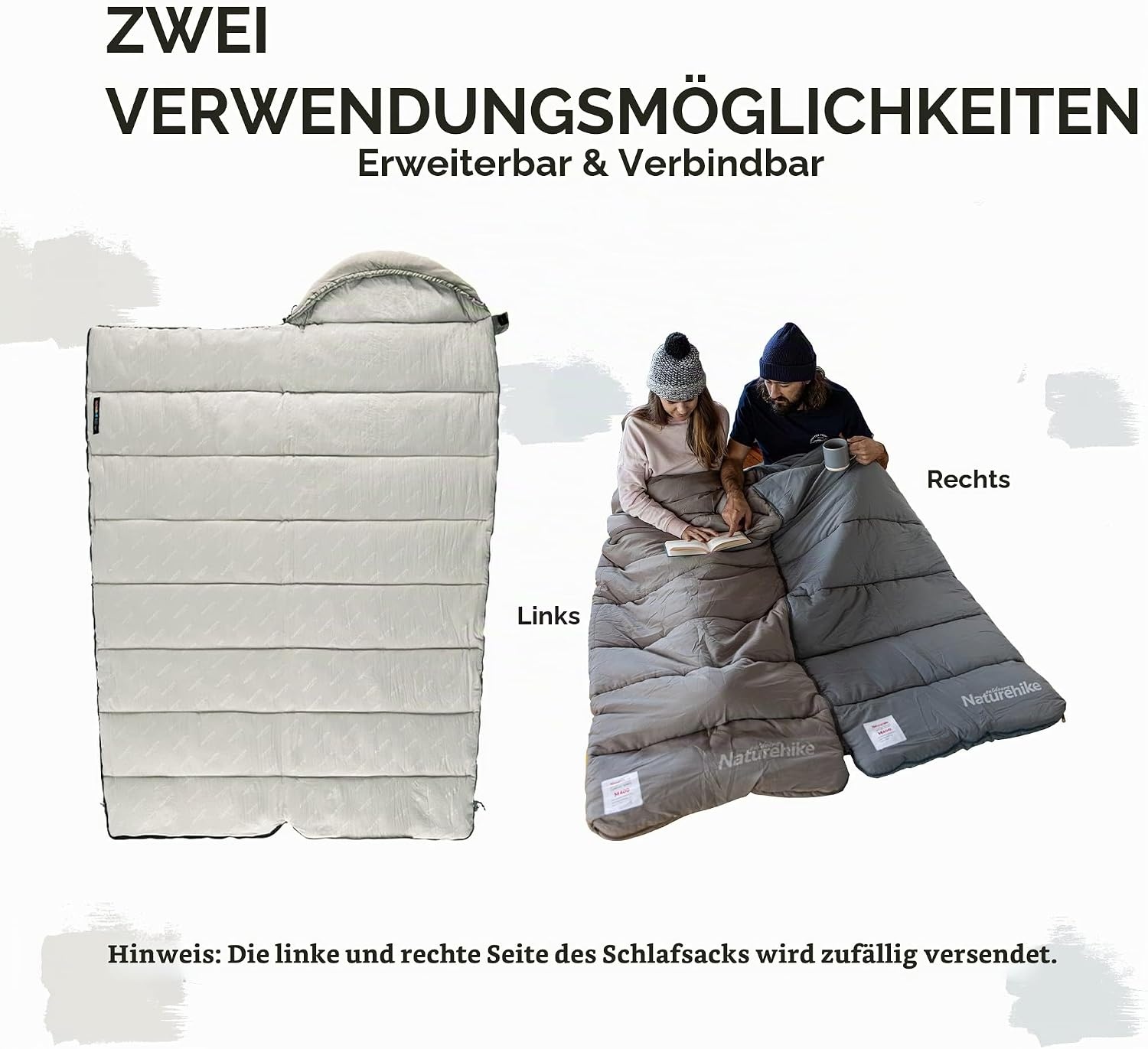 3-Jahreszeiten-Schlafsack, 220x80 cm, Steingrau - 32% Rabatt