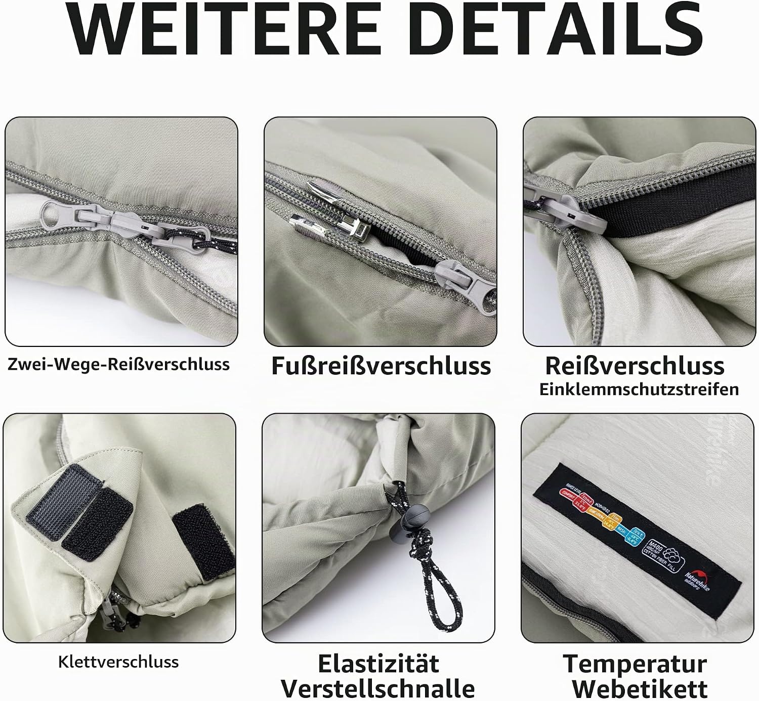 3-Jahreszeiten-Schlafsack, 220x80 cm, Steingrau - 32% Rabatt