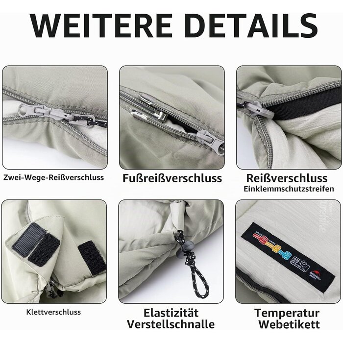 3-Jahreszeiten-Schlafsack, 220x80 cm, Steingrau - 32% Rabatt