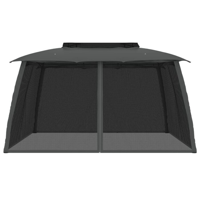 Gartenpavillon mit Netzseitenwänden, 3,93x2,93m, Anthrazit - 35% Rabatt
