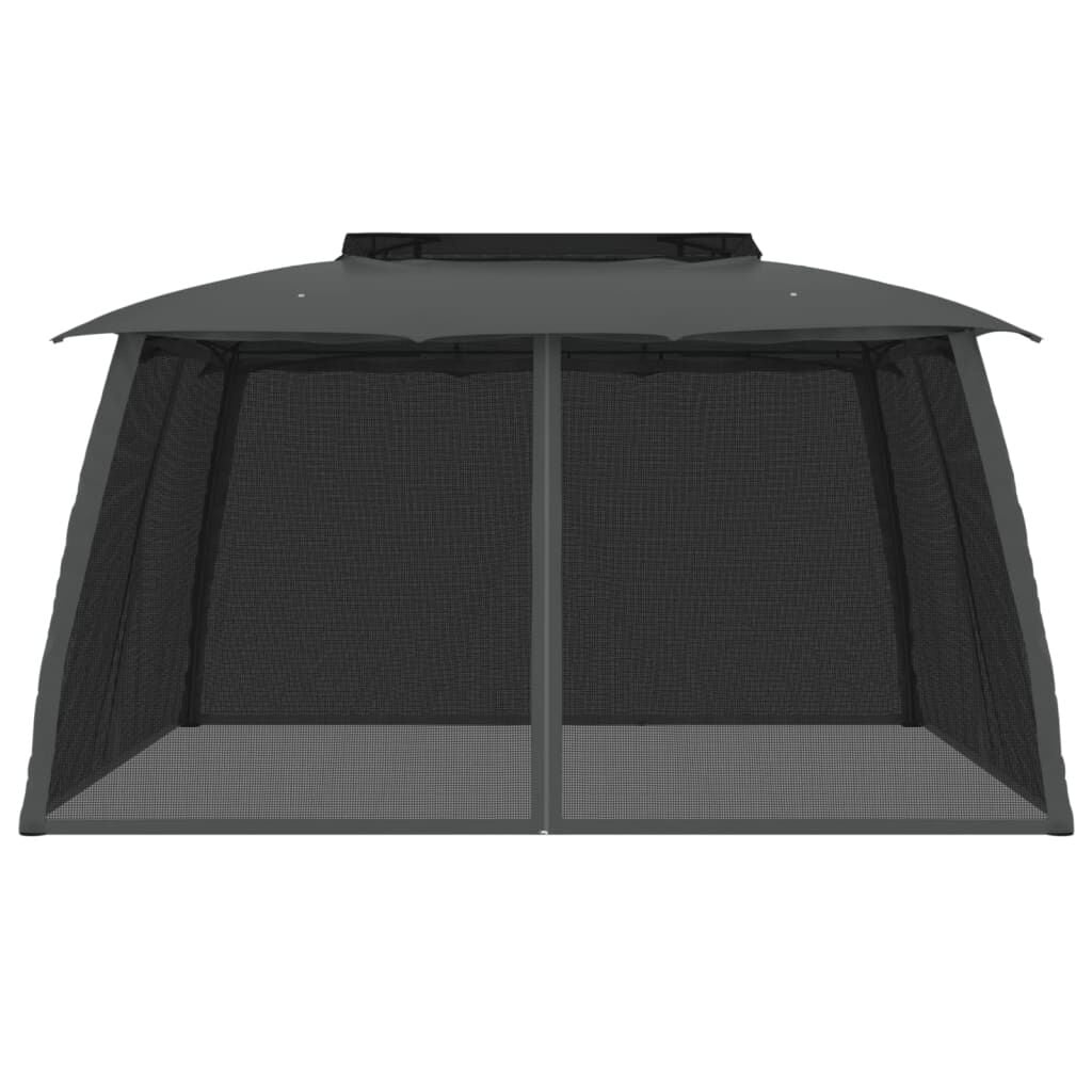 Gartenpavillon mit Netzseitenwänden, 3,93x2,93m, Anthrazit - 35% Rabatt