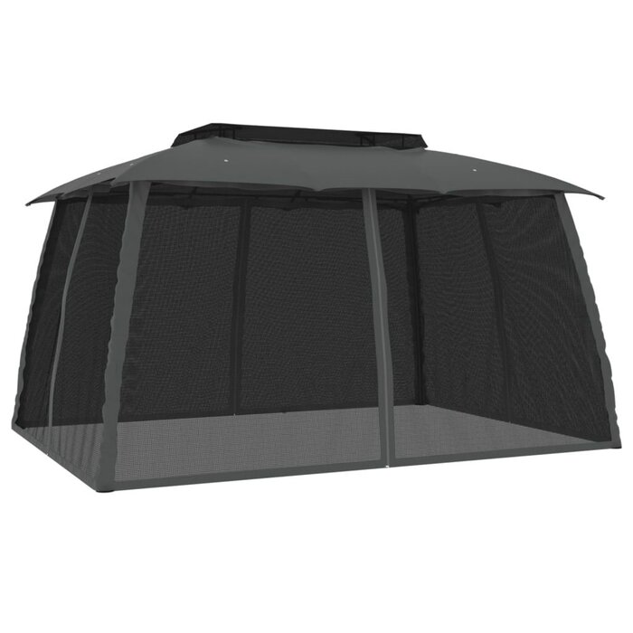 Gartenpavillon mit Netzseitenwänden, 3,93x2,93m, Anthrazit - 35% Rabatt