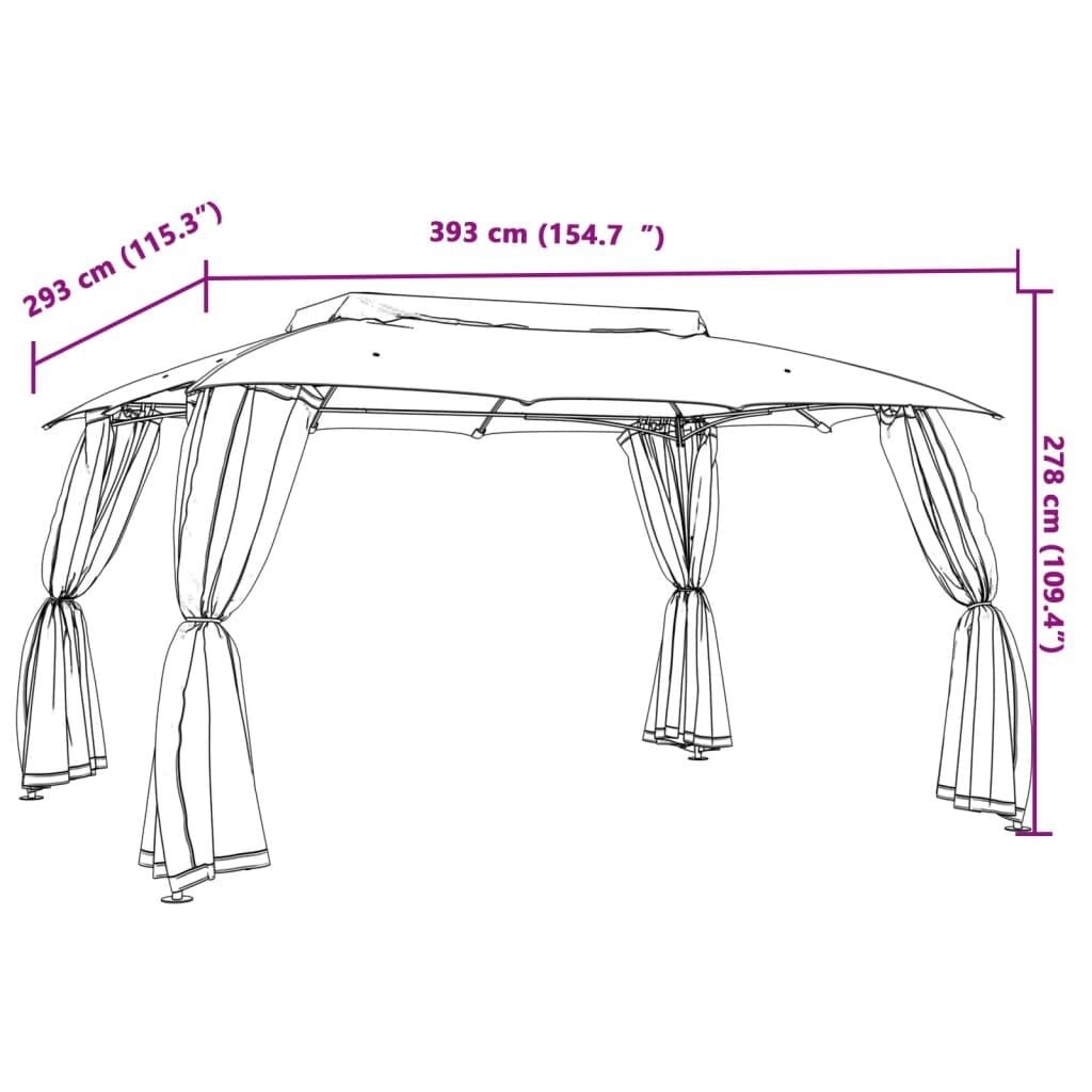Gartenpavillon mit Netzseitenwänden, 3,93x2,93m, Anthrazit - 35% Rabatt