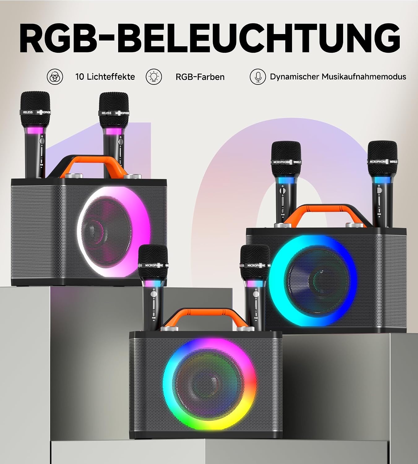 Karaoke-Maschine mit 2 Mikrofonen & RGB-Licht - 34% Rabatt