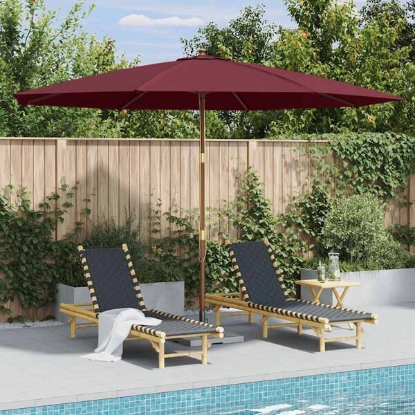 Gartenschirm 350 cm Bordeauxrot - Holzstock - 34% Rabatt