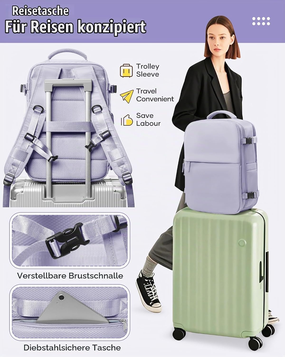 Vakuum-Reiserucksack 40x30x20 cm - Violett - 33% Rabatt