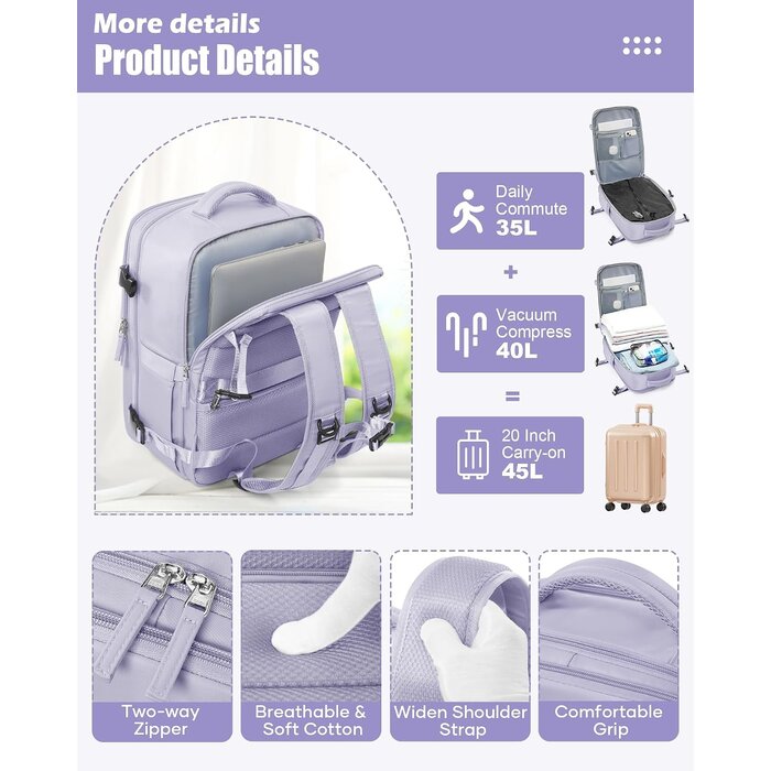 Vakuum-Reiserucksack 40x30x20 cm - Violett - 33% Rabatt