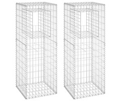 Vidaxl Gabionen-Säulen 2er Set 50x50x140 cm Silber - 45% Rabatt