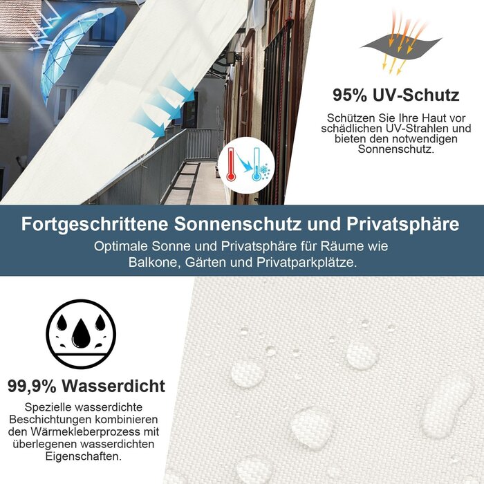 Sonnensegel Quadratisch 5x5m Crème - 34% Rabatt auf Retourenware