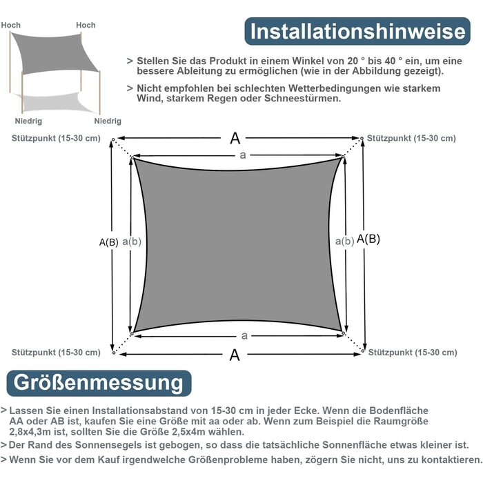 Sonnensegel Quadratisch 5x5m Crème - 34% Rabatt auf Retourenware