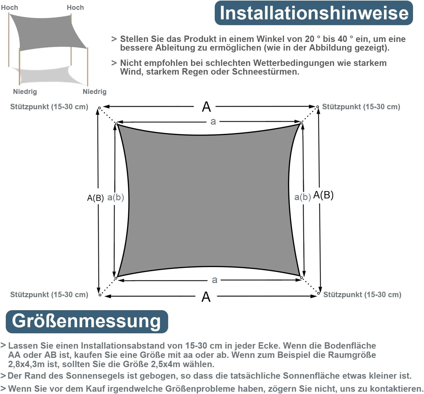 Sonnensegel Quadratisch 5x5m Crème - 34% Rabatt auf Retourenware