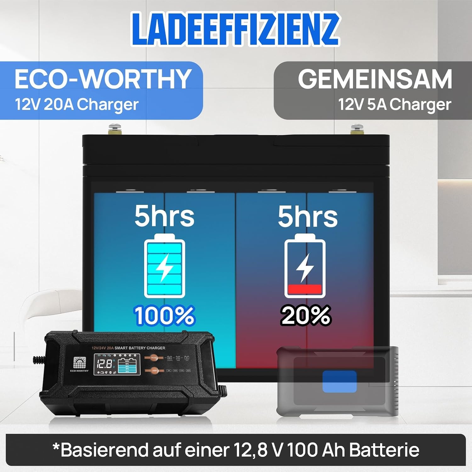Intelligentes 12V/24V Ladegerät 20A für LiFePO4 & Blei-Säure - 34% Rabatt