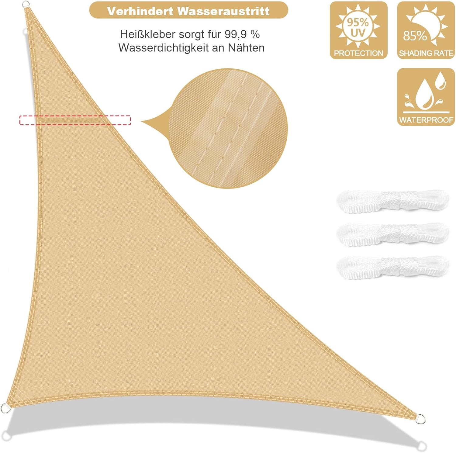 Sonnensegel Dreieck 5x5x7m Sandfarben - 33% Rabatt auf Retourenware