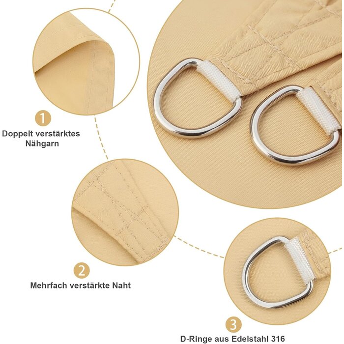 Sonnensegel Dreieck 5x5x7m Sandfarben - 33% Rabatt auf Retourenware