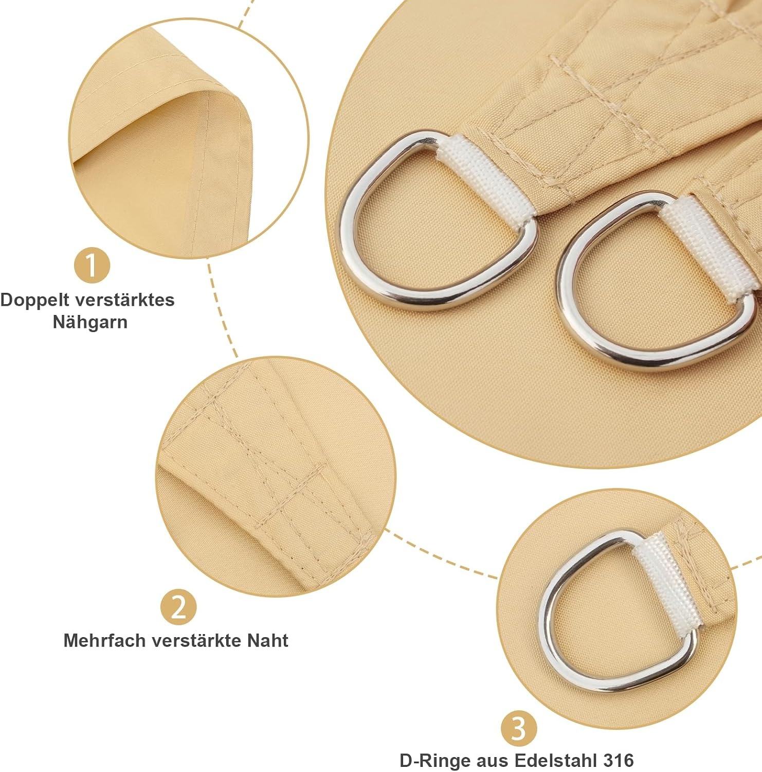 Sonnensegel Dreieck 5x5x7m Sandfarben - 33% Rabatt auf Retourenware
