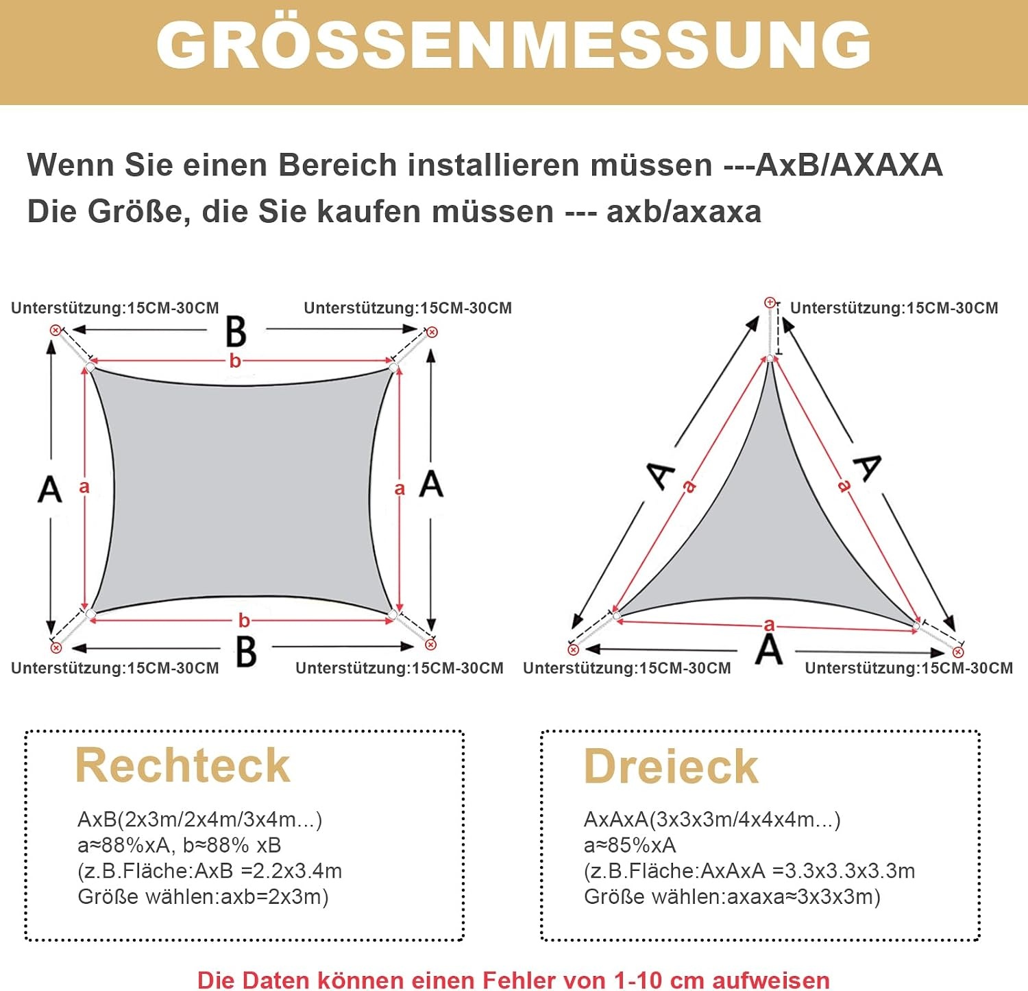 Sonnensegel Dreieck 5x5x7m Sandfarben - 33% Rabatt auf Retourenware