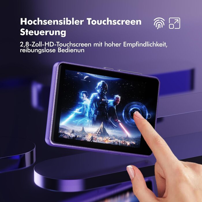 MP3- und MP4-Player 64GB Touchscreen Bluetooth 5.3 lila - 28% Rabatt
