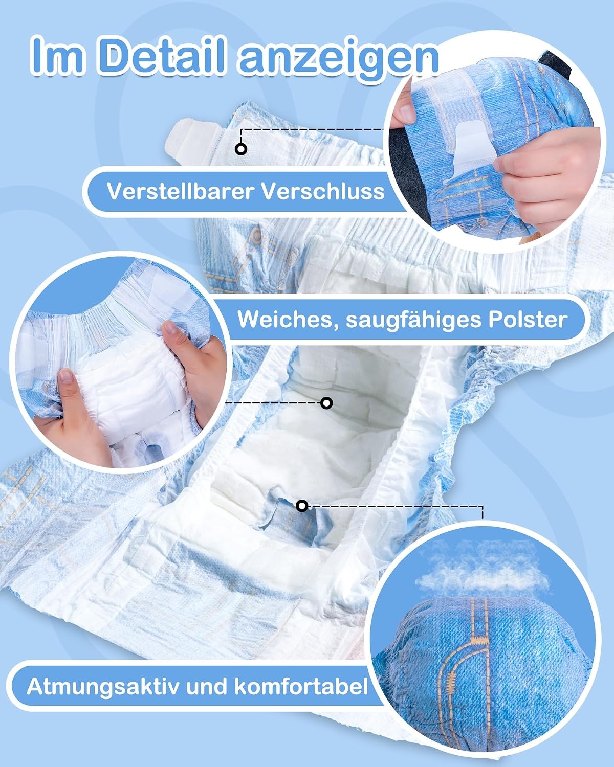Hundewindeln für Hündinnen S, Blau Jeans, 48 Stk. - 31% Rabatt