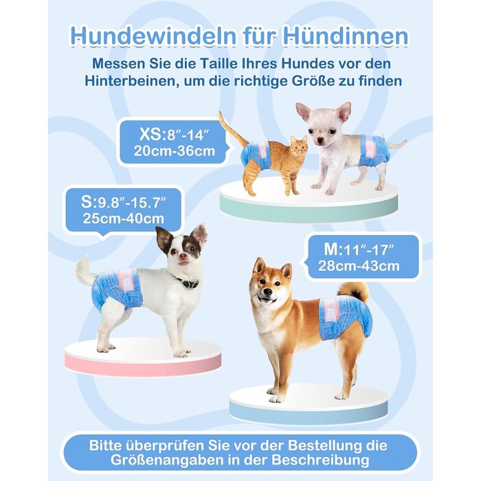 Hundewindeln für Hündinnen S, Blau Jeans, 48 Stk. - 31% Rabatt