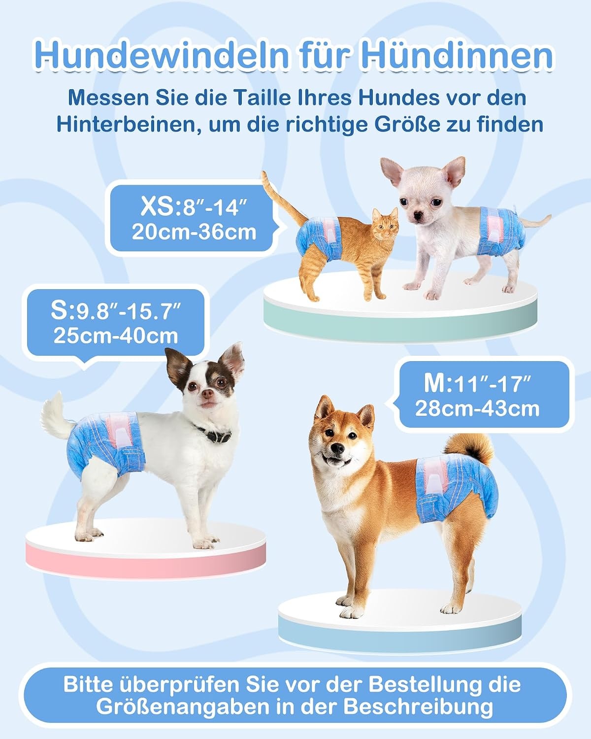 Hundewindeln für Hündinnen S, Blau Jeans, 48 Stk. - 31% Rabatt